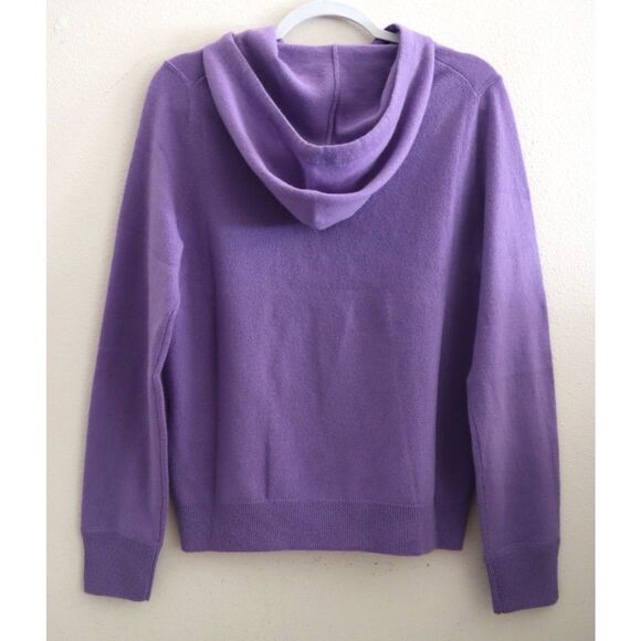 RLX Ralph Lauren Women’s Sz M Purple Washable Cashmere Hooded Sweater - Picture 2 of 9